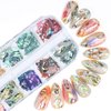 Abalone Seashell Nail Art Sequins, 3D Irregular Thin Nail Art Glitter Flakes Design, Mermaid Shell Slices Decorations UV Gel Shiny Accessories, Ocean Rivet Acrylic Nails Supplies for Women Girls