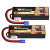 Nihewo 2Packs 2S Lipo Battery Pack, 7.4V 7500mAh RC Battery 100C Hard Case Lipos EC5 Connector Compatible with Arrma Axial 1/8 1/10 RC Car Truck Truggy Vehicles Tank Boat Airplane Models
