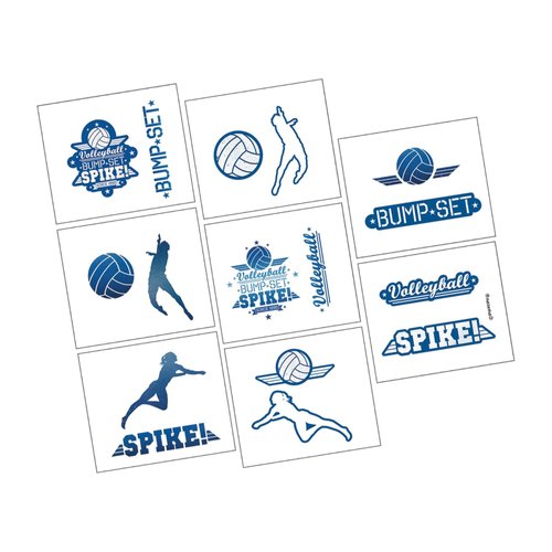 Amscan Volleyball Temporary Tattoos - 2' x 1 3/4', Assorted Designs, 16 Pcs