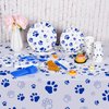 durony 121 Pieces Blue Paw Print Party Supplies Dog Birthday Tablecloth, Plates, Napkins, Forks and Paper Cups Decorations for Puppy Theme Party Supplies