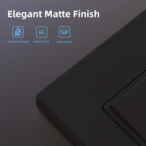 ELEGRP Matte Black 3 Way Decorative Light Switch with Plate, 15Amp, 120/277 Volt, AC Rocker Paddle Wall Switch Replacement, Self-Grounding, Residential Grade, w/Wall Plate, UL Listed (5 Pack)