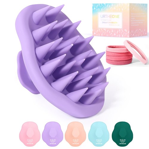 URTHEONE Scalp Massager Shampoo Brush for Hair Growth,Soft Silicone Scalp Scrubber Shower Brush for Women Men Kids Stress Relax&Scalp Exfoliator,Scalp Scrubber for Dandruff Removal (Violet)