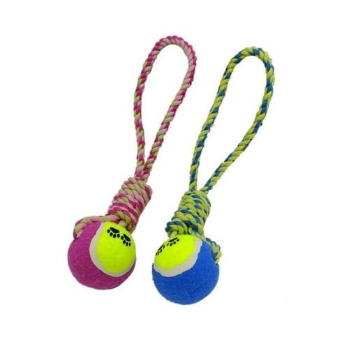 Pet Dog Toy Cotton Rope with Tennis Ball Chewing Toy