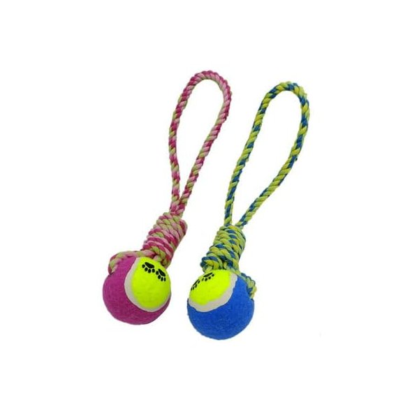 Pet Dog Toy Cotton Rope with Tennis Ball Chewing Toy