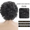 SEVENCOLORS Short Curly Wigs for Black Women Glueless Soft Short Black Hair Wigs Natural Looking Synthetic Fiber Afro Big Curly Bob Wigs