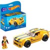 MEGA Hot Wheels Building Toy Race Car Playset, 17 Camaro with 89 Pieces, 1 Micro Action Figure Driver, Yellow, Kids Age 5+ Years