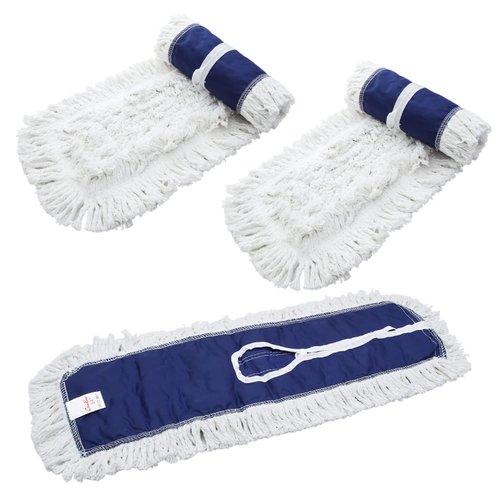 24" 3 Pack Industrial Strength Cotton Dry Dust Mop Head Floor Dust Mop Refill Hardwood Floor Duster Broom Dry Floor Cleaning for Hardwood Ceramic Marble Tile, Fits 24 Inch Frame