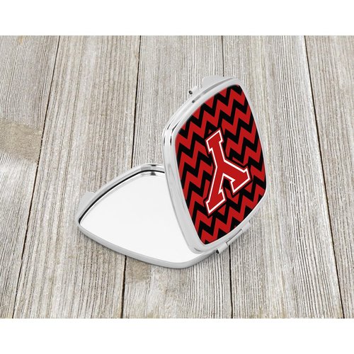 Caroline's Treasures CJ1047-YSCM Letter Y Chevron Black and Red Compact Mirror Decorative Travel Makeup Mirror for Women Girls Gifts Pocket Makeup Mirror Folding Handheld
