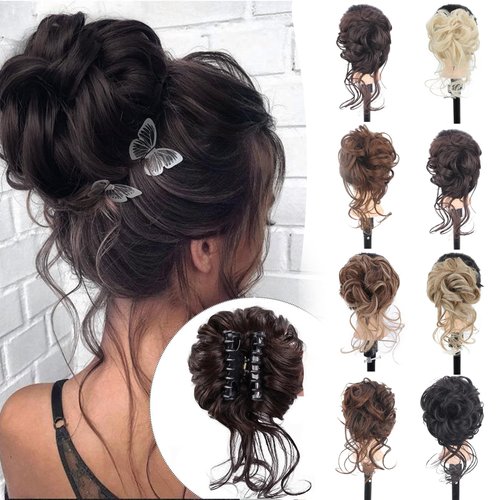 CINHOO Messy Bun Hair Clip on Hair Pieces for Women Dark Brown Messy Bun Hair Piece with Claw Cli...