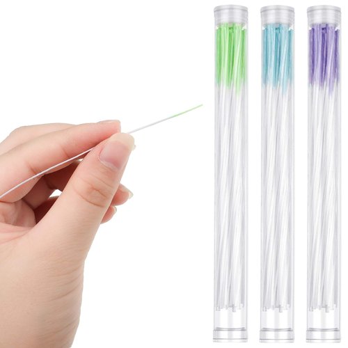 Maitys 180 Pcs Earrings Hole Cleaner, Rose Fragrance Odor Removal Ear Care Kit, Piercing Floss Disposable Piercing Aftercare Piercing Cleaning Line, Ear Piercing Cleaning Tool (Purple, Green, Blue)
