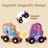 soehso Toddler Toys 11 Magnetic Wooden Train Set for Toddlers Dinosaur Train Montessori Toys for Toddlers, Preschool Learning & Fun and Activities for Kids