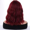 WTHCOS Wine Red Wig Short Bob Wig Short Curly Wavy Wig With Bangs for Women Burgundy Wig Heat Resistant Synthetic Hair Wigs for Daily Use Cosplay Wig With Wig Cap