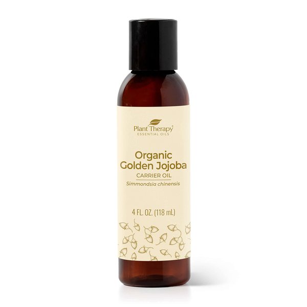 Plant Therapy Organic Jojoba Body Oil 4 fl. oz (118 mL) Base Oil for Aromatherapy, Essential Oil or Massage use, for Hair and Skin, Moisturizing