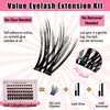 Self Adhesive Lash Clusters Kit Flu-ffy 8-16mm No Glue Lashes Press On Lashes, 60 Pcs Glueless DIY Eyelash Extensions Kit Pre Bonded Lash Clusters with Eyelash Curler and Lash Tweezers(No Glue FD22)