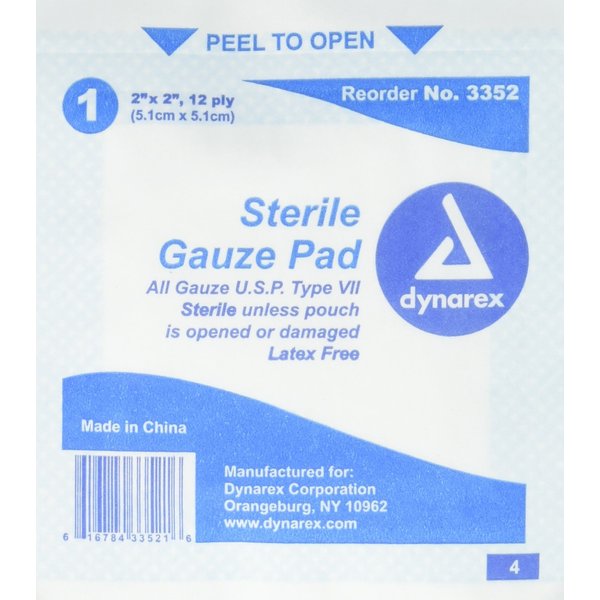 GAUZE PADS ST 2X2 12PLY ***DYN Size: 100