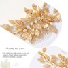 Gorais Leaves Bride Wedding Hair Comb Gold Leaf Hair Piece Pearl Headpiece Hair Accessories for Women and Girls