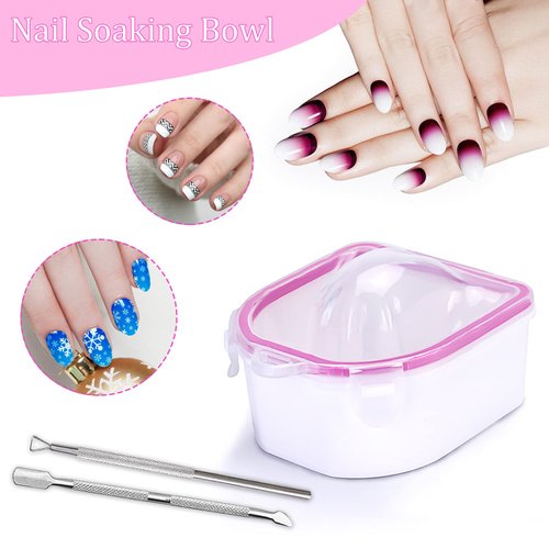 Cosywell Nail Soaking Bowl 2pcs Nail Remover Bowl Soak off Gel Polish Remover with Nail Art Tools for Nail Spa Salon or Home Use