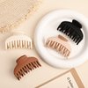 DEEKA 4 PCS Double Row Teeth Hair Claw Clips 2.5" Medium Hair Clips for Thin Hair Small Matte Clips Short Fine Hair Accessories for Women and Girls -Black Brown