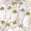 20Pcs St.Patrick's Day Nail Charms Nail Decals Alloy Silver Nail Charms Nail Jewelry 3D Green Shamrock Nail Gems Rhinestones Metal Lucky Charms Designs for Women Girls Acrylic Manicure Decorations