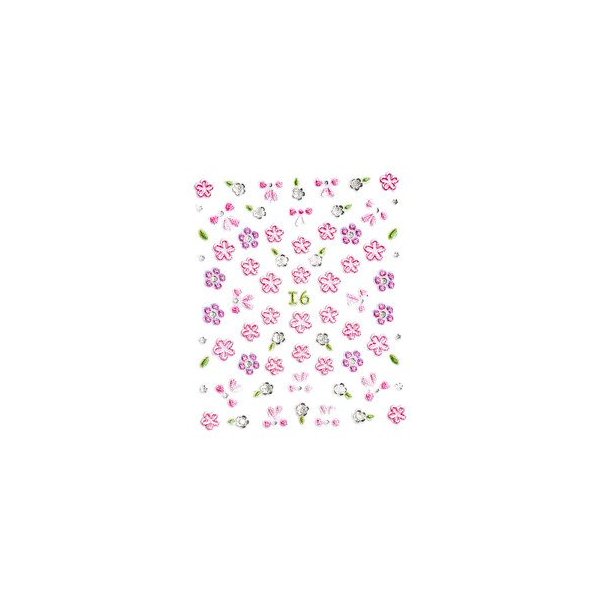 Purple Floral & Pink Bow Nail Stickers/Decals