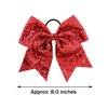 12 Pieces 8 Inch Red Cheer Bows Glitter Jumbo Cheerleading Bow with Elastic Ponytail Holder Bow Hair Tie Band Hair Accessories for School Girls Toddlers