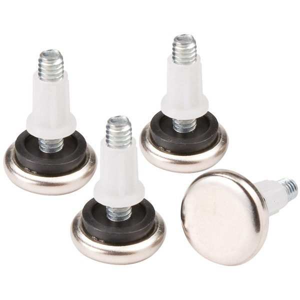 SoftTouch 1 1/16" Round Adjustable Screw-in Leveling Furniture Glides for Wooden Furniture, Chrome (4 Pack)