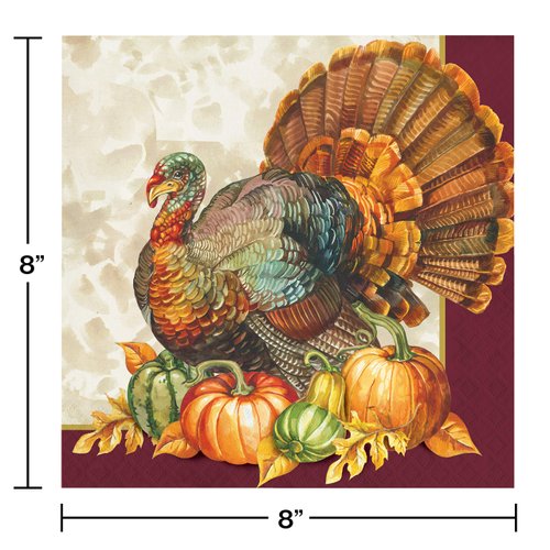 Creative Converting Traditional Turkey Dinner Napkins, 8" x 4", Multi-color