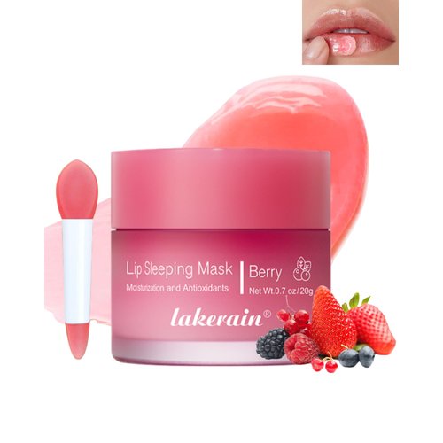 Sleeping Lip Mask, Overnight Hydrating & Prevention Dry and Cracked Lips Scrubs Exfoliator & Moisturizer, Ultra-Nourishing Lip Sleeping Mask with Wand, Lip Care Therapy Treatment for Women-02#Berry
