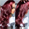 MISSJAY 20 Inch Burgundy Lace Front Wigs Human Hair 13x4 Hd Lace Front Wigs Human Hair Wine Red Body Wave Lace Front Wigs Human Hair 180 Density Glueless HD Lace Frontal Wigs Human Hair