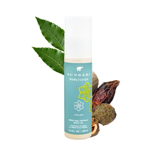 SUNDARI Neem and Triphala Body Oil - 3.4 Fl Oz, Nourishing Ayurvedic Formula, Deep Hydration, Skin Softening & Rejuvenation, All-Natural Ingredients