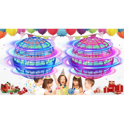2 Pack Flying Orb Ball for Kids Adults, Hand Controlled Boomerang Ball, Soaring Flying Spinner Mini Drone, Hover Flying Ball Toy with LED Lights, Drone Ball with Endless Tricks Gifts for Boys Girls