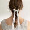 10 PACK White Lace Hair Bows Clips, Lace Hair Bow Clips for Women, Tulle Bowknot Hair Clips, Long Tail Hair Accessories, Cute Tassel Hair Ribbons