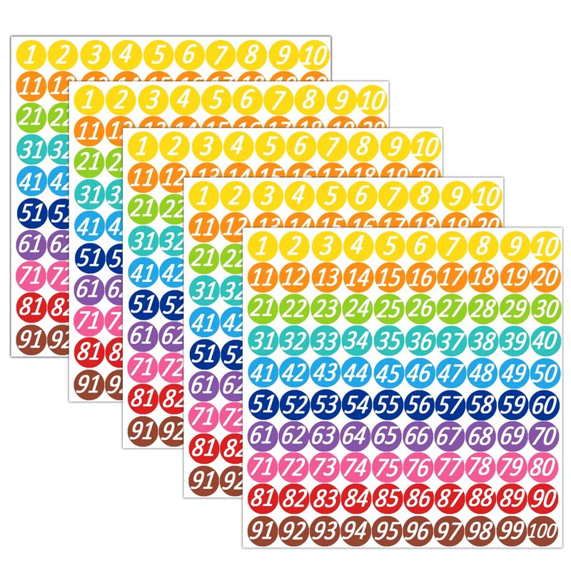 Top label 800 Pcs 1-100 Numbers Stickers for School, Office, Classroom ...