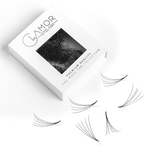GLAMOREYELASH 500 Promade Fans Loose Paper Box, Natural Eyelash Extension Handmade Lashes Extension Mink Lashes 5-10D, 0.05/0.07mm, C D Curl, 8-16mm Length for Fluffy Eyelash Cluster | 8 - 16mm Length for Fluffy Eyelash Cluster(5D-0.07-D,15mm)