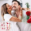 85 PCS 10 sheets Valentines Day Temporary Tattoos Birthday Party Decorations Supplies Favors Decor Themed Red Heart Tattoo Stickers Cute Gifts for Kids Women Girls Baby Shower Wedding Prizes