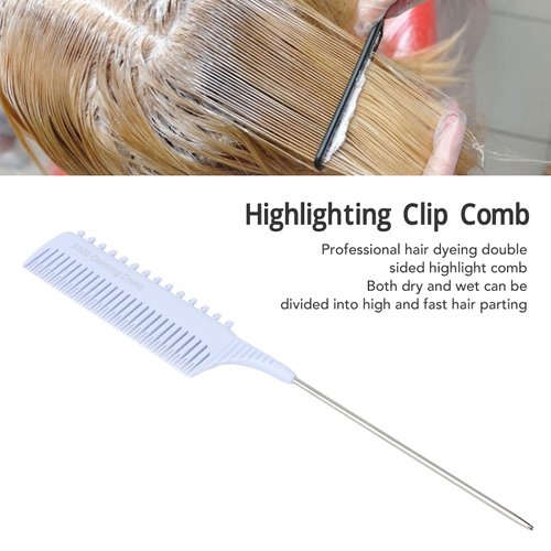 Highlighting Clip Comb, Teasing Foiling Salon Straightening Hair Clip Styling Weaving Rat Tail Parting Combs for Unisex Styling, Weaving, Parting (Lavender)