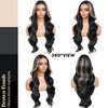 BrownBomb Highlights Synthetic Lace Front Wigs Body Wave Glueless Wigs With Bangs Black Blonde Pre Plucked Pre Cut HD Lace 13x5x1 Middle Part Wigs For Woman 26 Inch