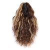 MAYSA Curly Ponytail Hair Extension, 14in Claw Clip in Highlights Ponytail Hair Extension, Clip in Ponytail Soft Synthetic Hairpiece for Black Women #8BH26 Chocolate Brown with Blonde Highlights