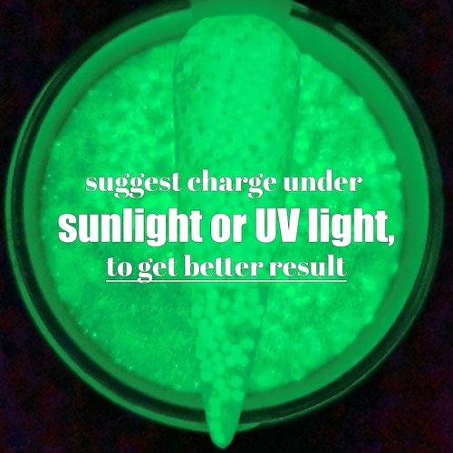 OUMISAYA Glow in the dark Glitter Nail Acrylic Powder 6 Colors Set (APG060)