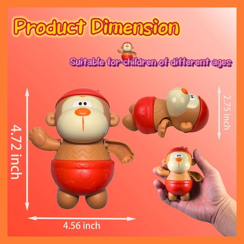 Saurawan Red Monkey Wind Up Bath Toy, Cute Monkey Floating Pool Toys, Bath Toys for Toddlers and Kids 3-5, Party Toys for Birthday, Christmas and Easter for Boys and Girls