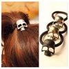 Aneneiceera Gothic Viking Hair Band with Skull Ponytail Holder, Black Rope Scrunchies, Punk Skeleton Hair Accessories Jewelry for Women and Girls (Silver)