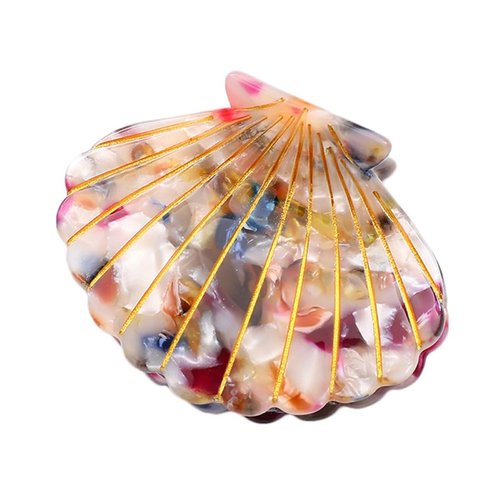 Fantasy Sea Shell Hair Clip,Acetate Hair Clip,Small Claw Clip for Women,Multicolored, 1 Count (Pa...