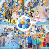 118Pcs Blue Birthday Decorations, 5th Blue Birthday Party Supplies Balloons Garland,Dog Paw Balloons Garland Kit for Boys Girls Baby Shower Blue Theme Birthday Party Decorations