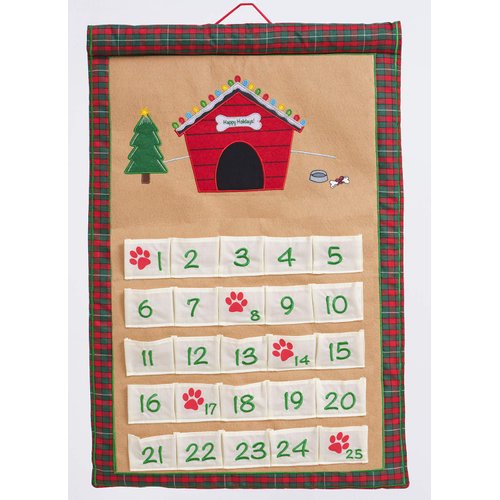 Dog Advent Calendar by Pockets of Learning | Interactive Canine Dog Countdown | Festive Pet Christmas Holiday Décor | Pet Seasonal Fabric Cloth Wall Hanging Decor