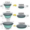 RMAMSCOV Camping Bowl, 3 PCS Food Grade Silicone Collapsible Bowl Lunch Box Salad Bowl with Lid, Expandable Food Storage Containers Set with Free folding tableware and storage bag (Blue)