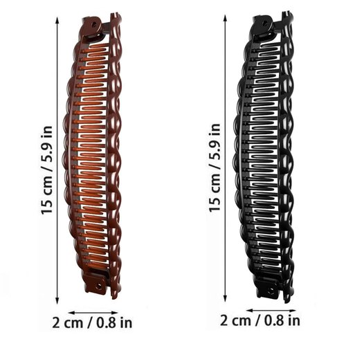 4Pcs Black and Brown Tort Banana Clips,Fish Clips,Vintage Clincher Combs Tool for Thick Curly Hair Accessories,Long Hair Clips,Hair Comb Fish Grip Slide Hair Clips Claws for Women Clips and Barrettes