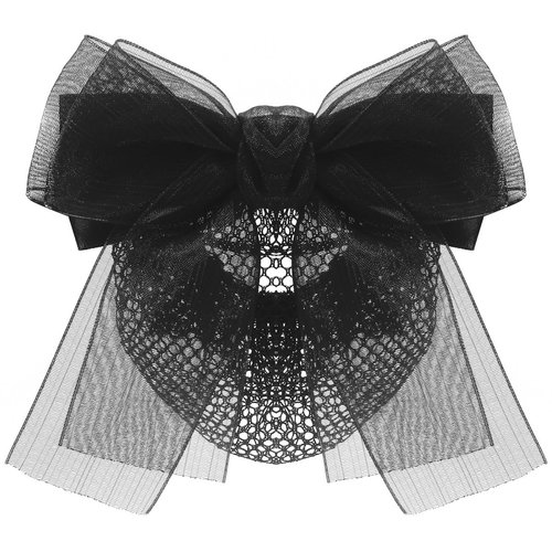 Bowknot Hair Bows for Women, Hair Nets for Buns | Hair Bows Fine Mesh with Lace Hair Net | Big Bows for Girls & Snoods for Women Hair | Black Bows for Girls Hair | Bun Cover For Hair, Black