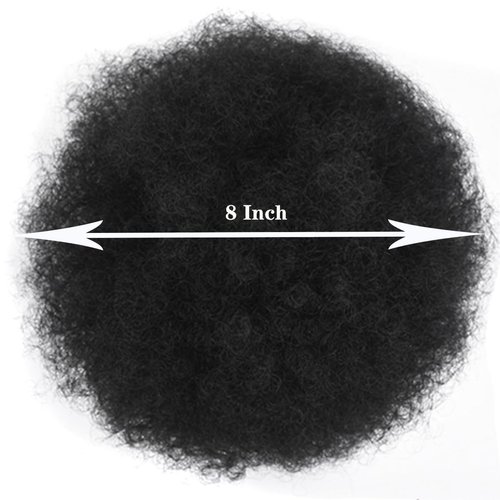 HEVAYO KISS Afro Puff Drawstring Ponytail, Short Synthetic Kinky Curly Bun Hair Extensions, Updo Hairpieces for Black Women Girls (1B Natural Black)