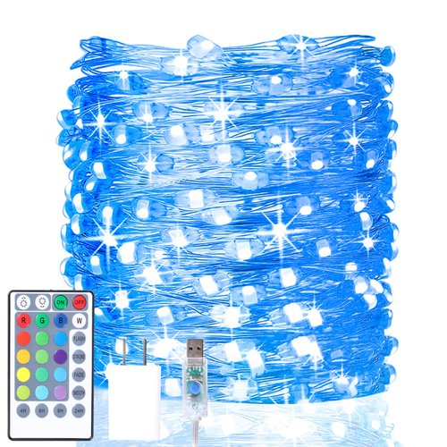 HABOM Led Fairy Lights Plug in,40 Ft 16 Colors Changing String Lights with Remote Control - 4 Lighting Modes+4 Timer Options+Adapter Waterproof Rope Light for Bedroom,Indoor,Outdoor,Christmas Decor