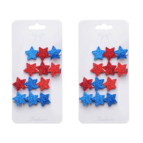 BinaryABC 4th of july Hair Clips,Red and blue Star Hair Clips,Patriotic Hairpin,Independence Day Hair Accessories,8PCS